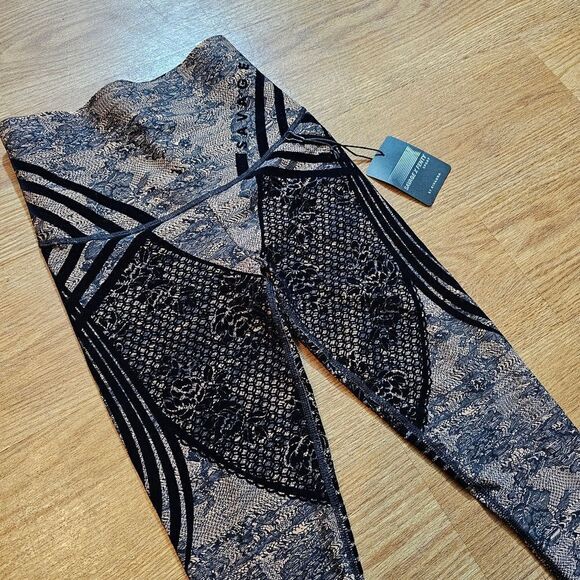 Savage X Fenty By Rihanna Special FX Lace Leggings Small S Black Tan Sexy New - Picture 6 of 15